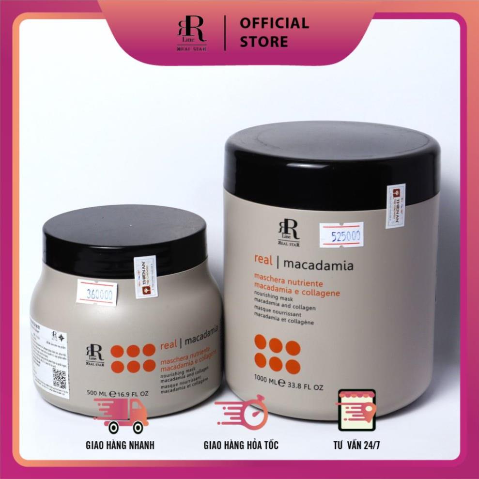 Dầu hấp, dầu xả chăm sóc tóc hư tổn và giúp làm mềm tóc Rrline Macadamia 500ml, 1000ml - shop chính hãng