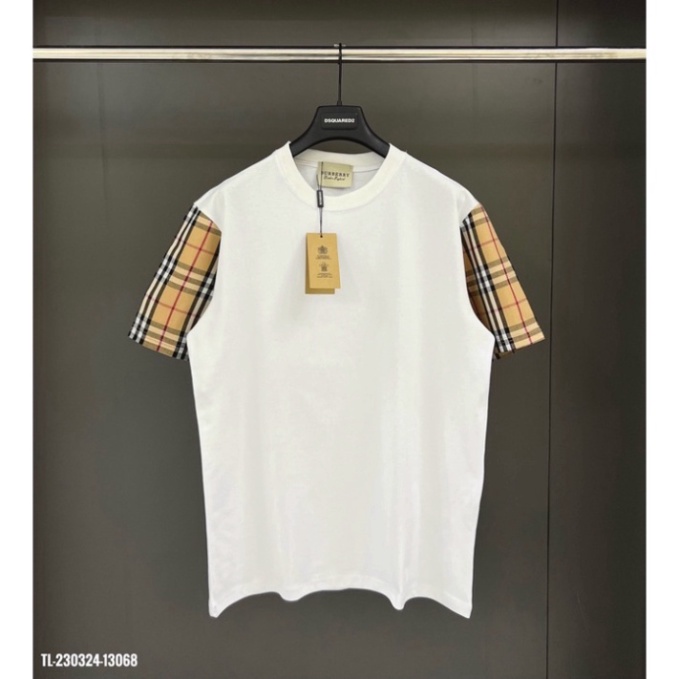 Áo cộc Tay Kẻ Vàng BBR cho nam nữ Unisex Cotton áo phông buberry sịn sò