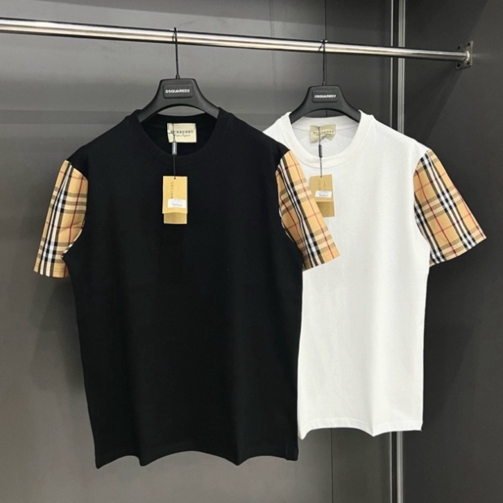 Áo cộc Tay Kẻ Vàng BBR cho nam nữ Unisex Cotton áo phông buberry sịn sò