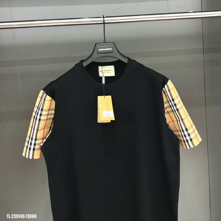 Áo cộc Tay Kẻ Vàng BBR cho nam nữ Unisex Cotton áo phông buberry sịn sò