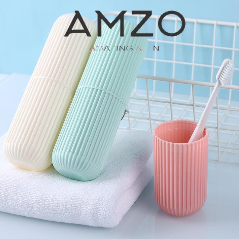 AMZO_ HỘP ĐỰNG BÀN CHẢI VÀ TUÝP KEM TRÒN CÓ VÂN KIÊM CỐC ĐÁNH RĂNG DU LỊCH VĂN PHÒNG GỌN GÀNG SẠCH SẼ TIỆN DỤNG
