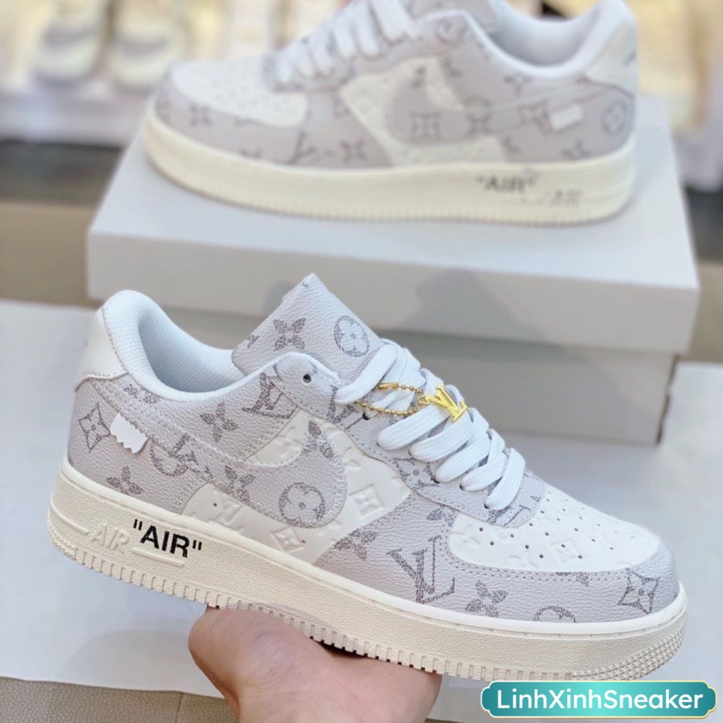 Giày _Nike Air Force 1 Lv xám, giày AF1 xám đế Air bản cao cấp full box bill phụ kiện