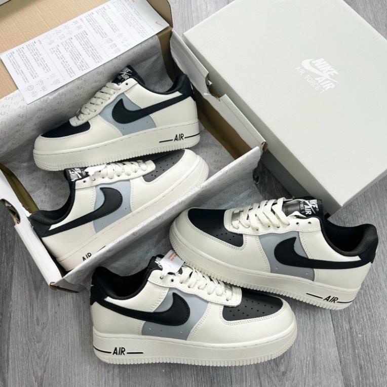 Giày _AF1 Mũi Đen Nam Nữ, giày Air Force 1 Low Cream Black Hót Trend Bản Cao Cấp,Hàng Đẹp Tặng Hộp Và Bill