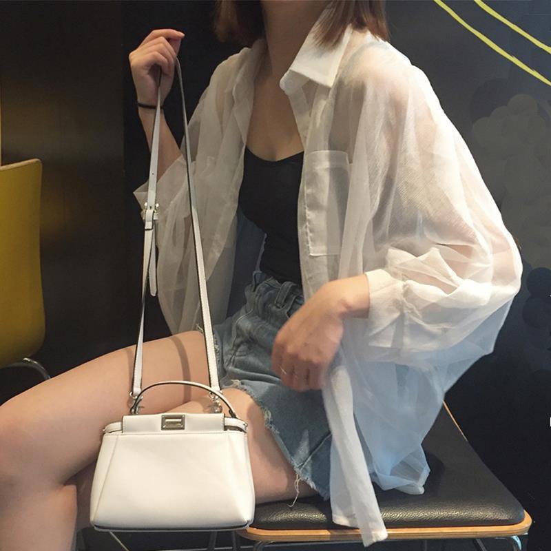 áo chống nắng áo khoác nắng ☄☫Áo Sơ Mi chiffon Tay Cánh Dơi Dáng Rộng Phong Cách Harajuku Hàn Quốc Dễ Phối Đồ Cho Nữ