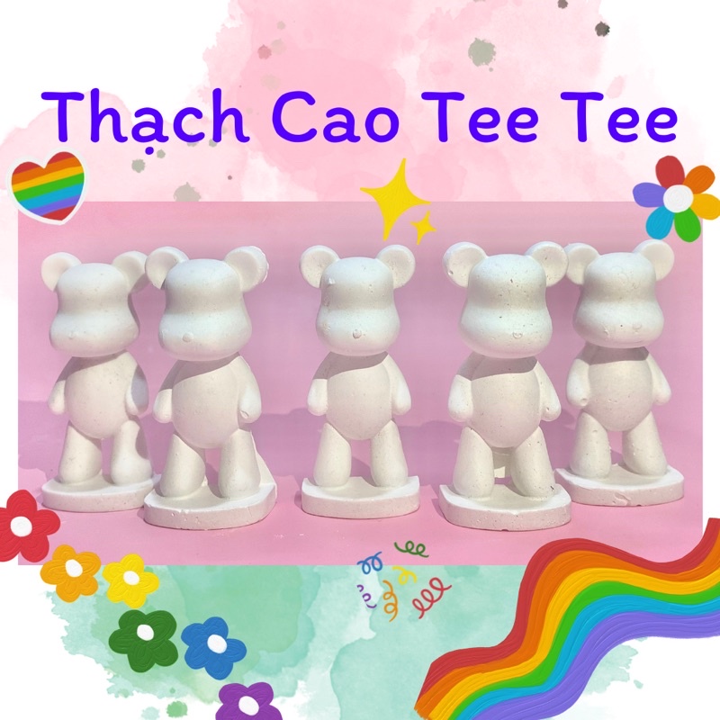 Tượng thạch cao tô màu mini 2d BearBrick cao cấp
