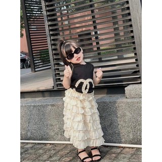 Váy bé gái, Set áo viền bèo chân váy xoè tầng cho bé 12 đến 28kg