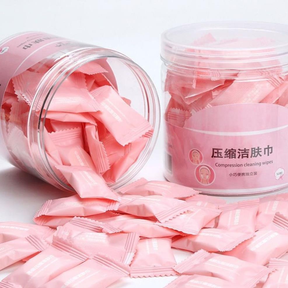 Sỉ 100 Viên Khăn Giấy Nén hình viên kẹo bỏ túi khi đi du lịch - Dùng tẩy trang, khăn lau mặt dạng nén dùng một lần