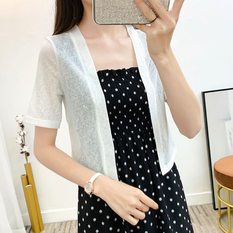 áo chống nắng áo khoác nắng No▲☁Áo Khoác cardigan Dệt Kim Mỏng Dáng Ngắn Chống Nắng Thời Trang Mùa Hè Hàng Mới Dành Cho Bạn Nữ