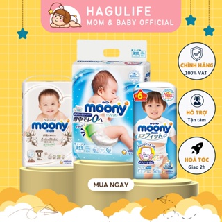 HCM Full VAT Tã bỉm MOONY Tả dán Quần Moony Nội địa Nhật Đủ Size NB90 S84