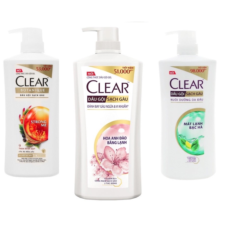 Clear Dầu Gội Bạc Hà/ Táo/ Hoa Anh Đào/ Strong Me/ Healthy Me 630g