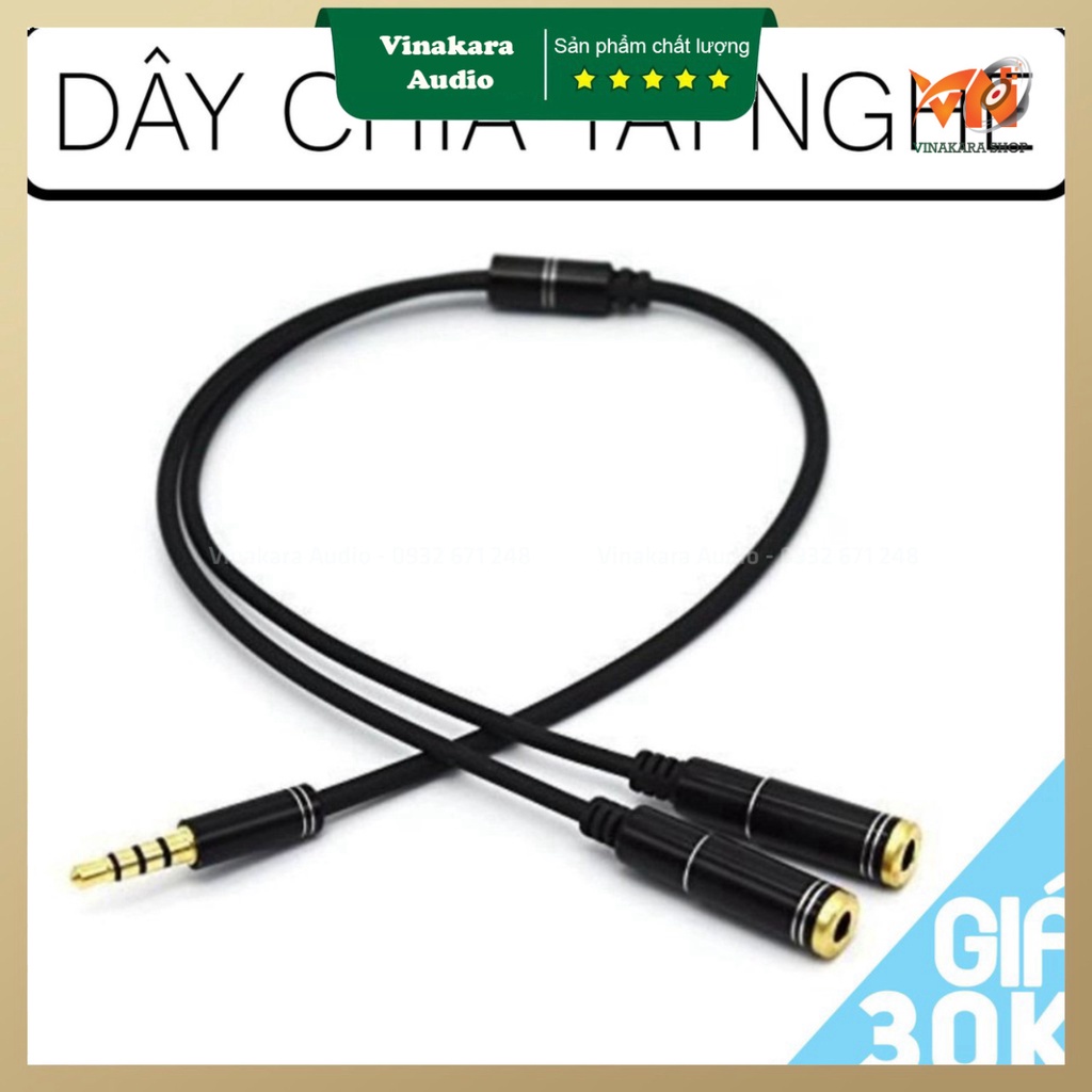 Dây cáp chia tai nghe có chốt cắm 3.5mm , loại chất lượng
