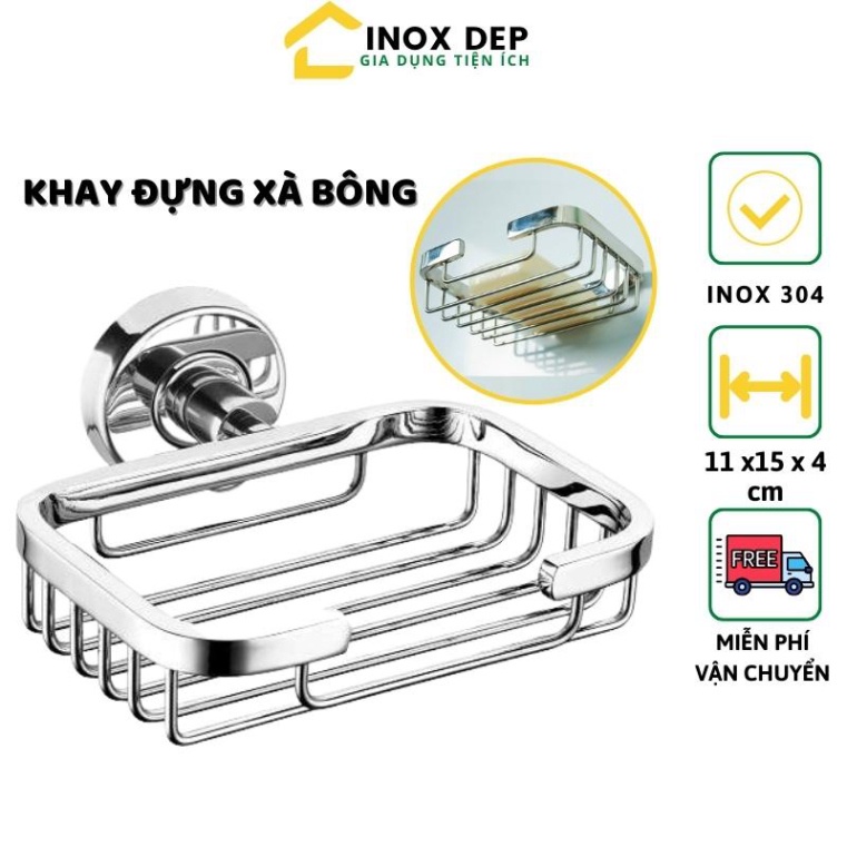 CAO CẤP Kệ khay đựng xà phòng xà bông cục 100% inox 304 chống han gỉ,chống ăn mòn chịu nước và nhiệt độ cao đánh bóng đẹ