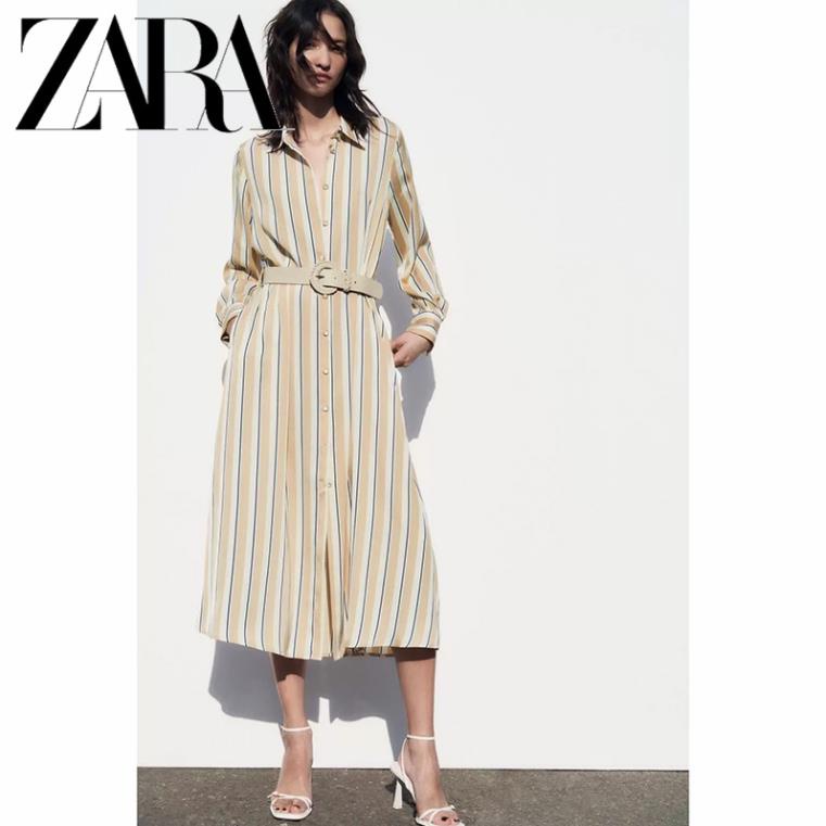 Đầm Zara sơ mi kẻ sọc YO58