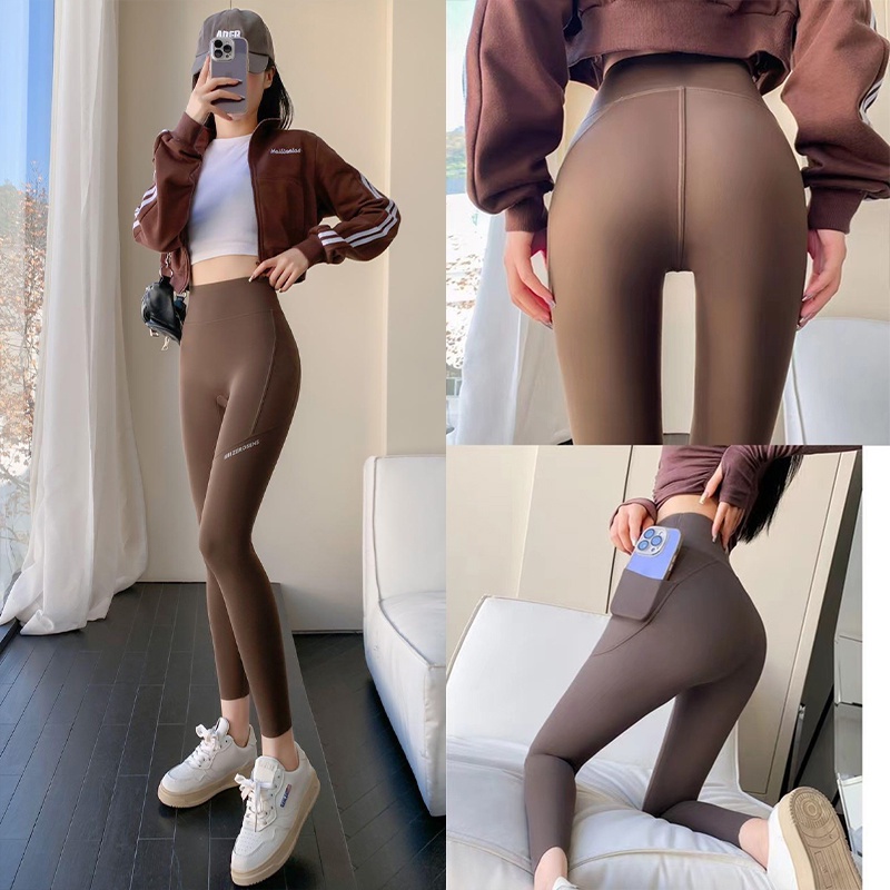 Quần Legging Thể Thao Có Túi In Chữ Thiết Kế Mới Thời Trang Mùa Xuân Thu Dành Cho Nữ