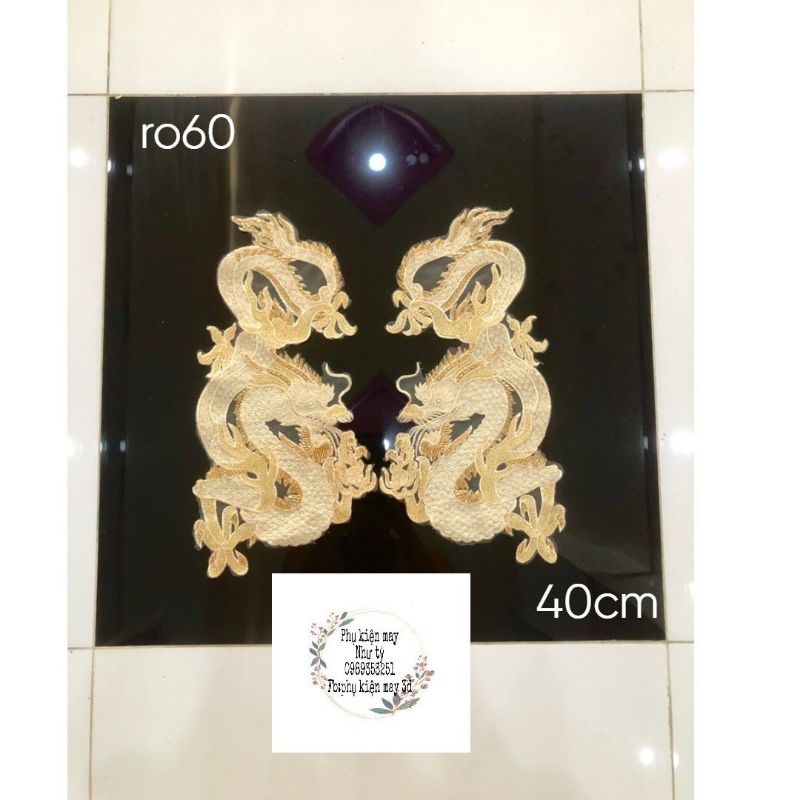 Cặp Rồng thêu đính kết áo dài xinh xắn