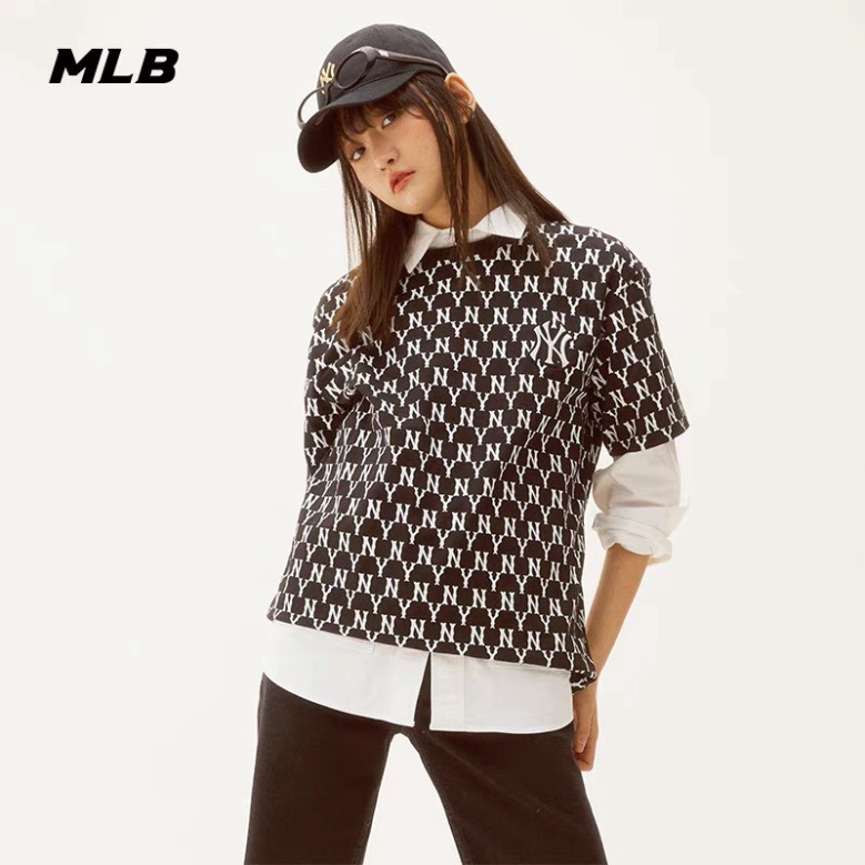 Áo thun MLB NY  in hoạ tiết Monogram cái cấp Áo NY VaVairt Cotton 100% The.Base | BigBuy360 - bigbuy360.vn