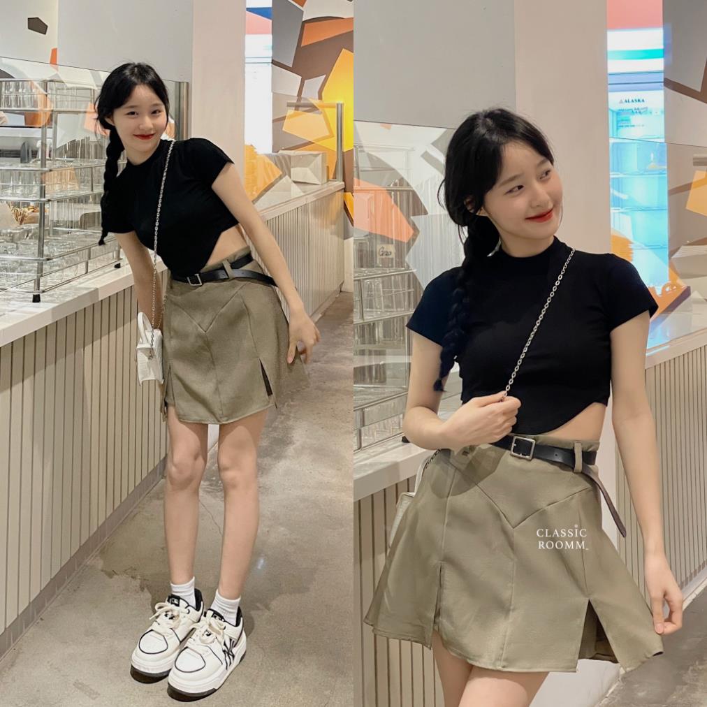 Set 3 chi tiết chân váy ly + Croptop kèm thắt lưng - Aries Official | BigBuy360 - bigbuy360.vn
