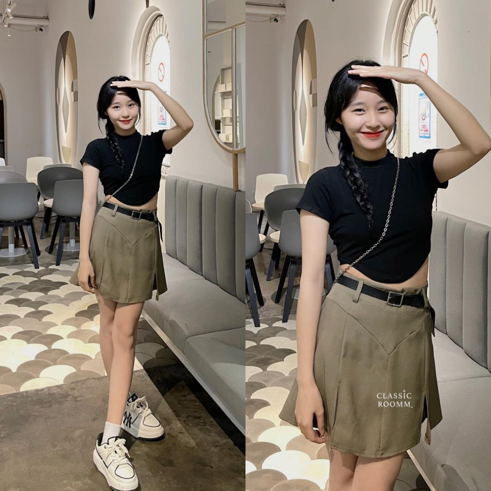 Set 3 chi tiết chân váy ly + Croptop kèm thắt lưng - Aries Official | BigBuy360 - bigbuy360.vn