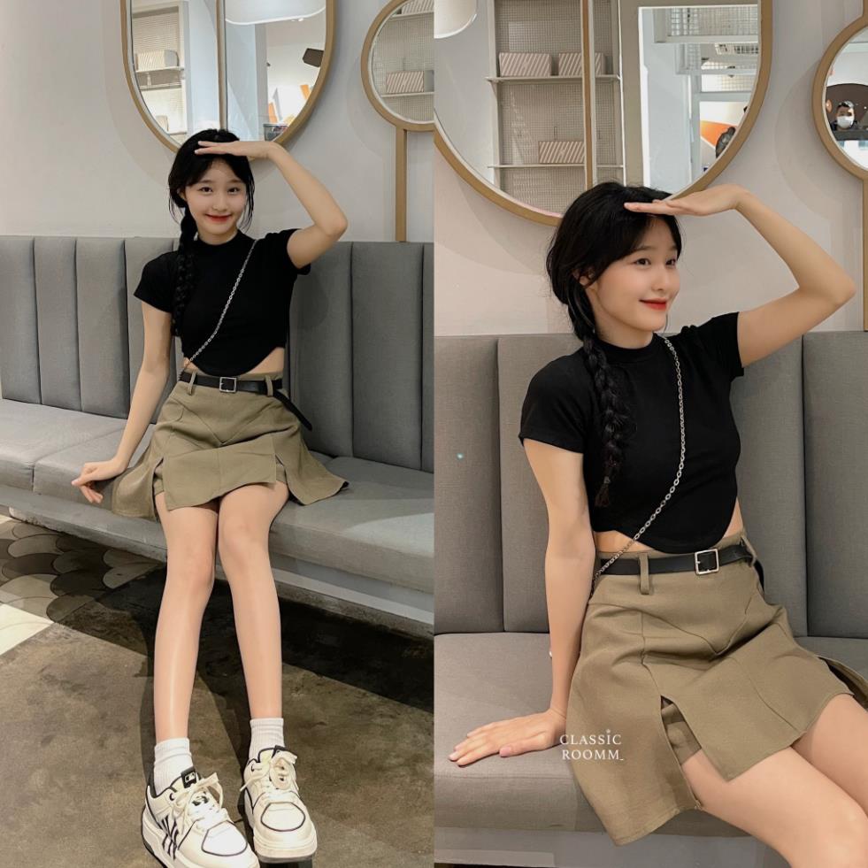 Set 3 chi tiết chân váy ly + Croptop kèm thắt lưng - Aries Official | BigBuy360 - bigbuy360.vn