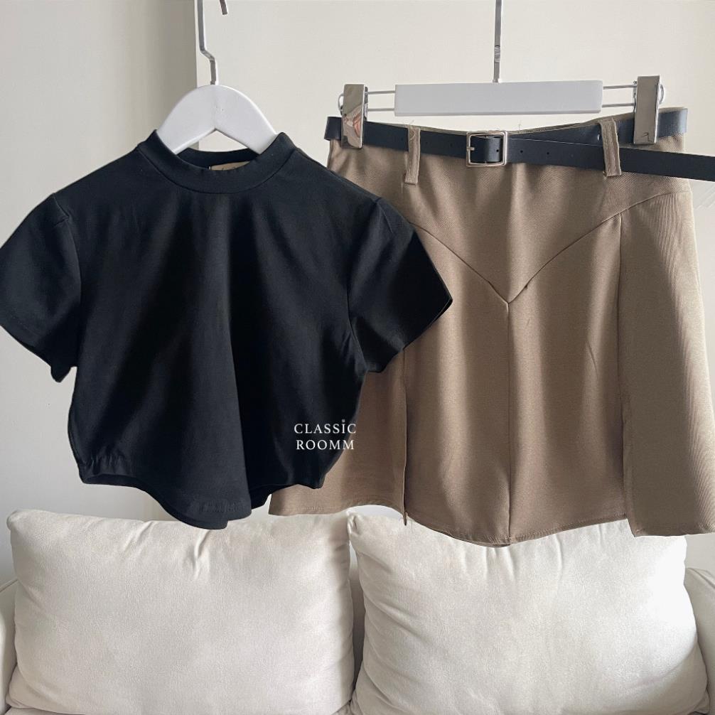 Set 3 chi tiết chân váy ly + Croptop kèm thắt lưng - Aries Official | BigBuy360 - bigbuy360.vn