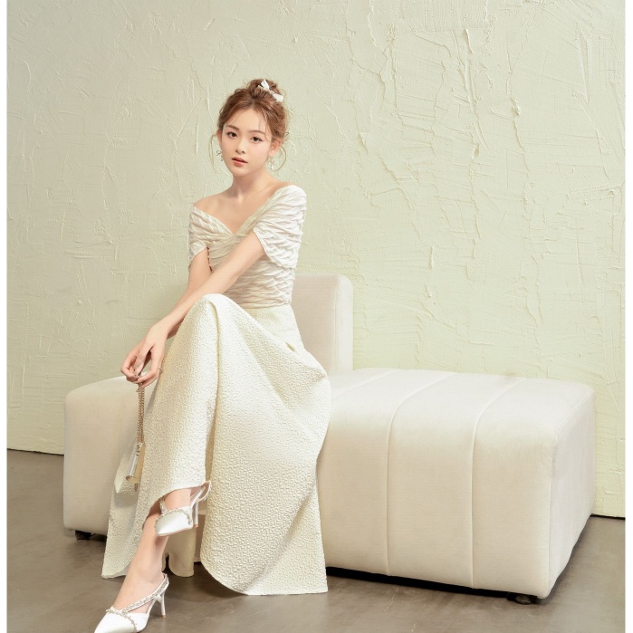 Chân Váy Dáng Dài Nữ SOLEIL ROOM Thiết Kế Cạp Cao Xếp Ly Bồng Bềnh  BONNIE SKIRT