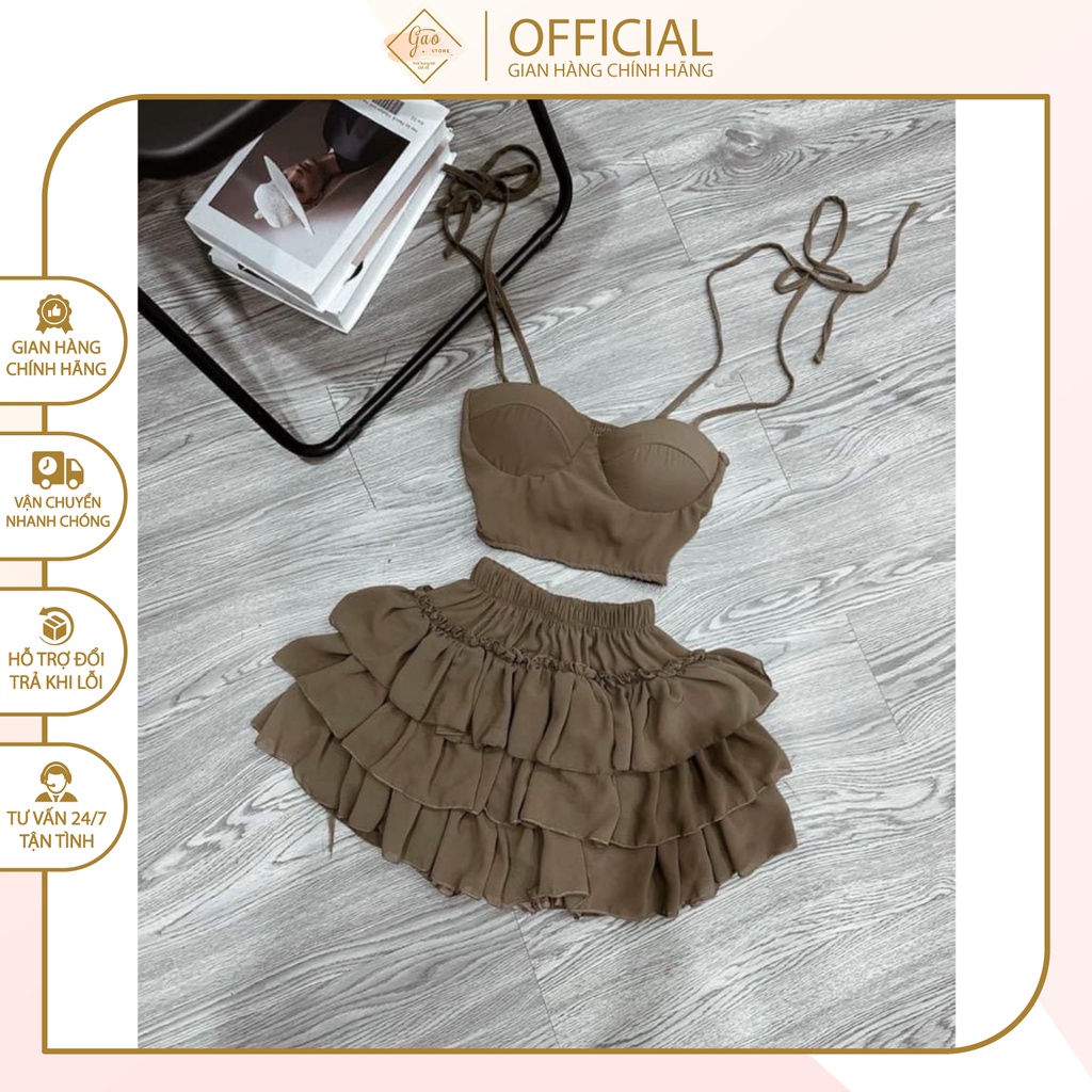 Set Áo Voan Tầng 2 Dây, Có Mút Ngực, Chất Voan Dày Dặn, Thoáng Mát, Phong Cách Sexy Quyến Rũ