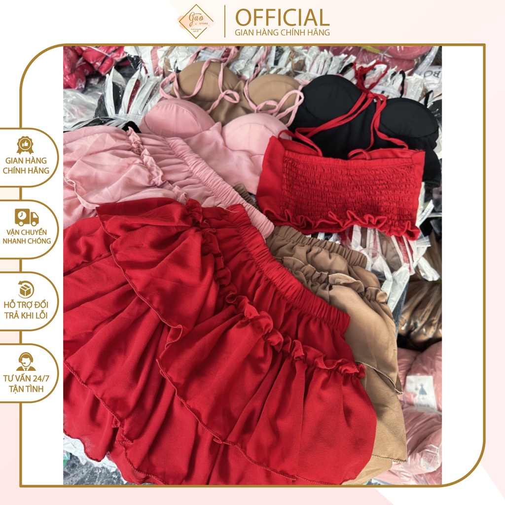 Set Áo Voan Tầng 2 Dây, Có Mút Ngực, Chất Voan Dày Dặn, Thoáng Mát, Phong Cách Sexy Quyến Rũ
