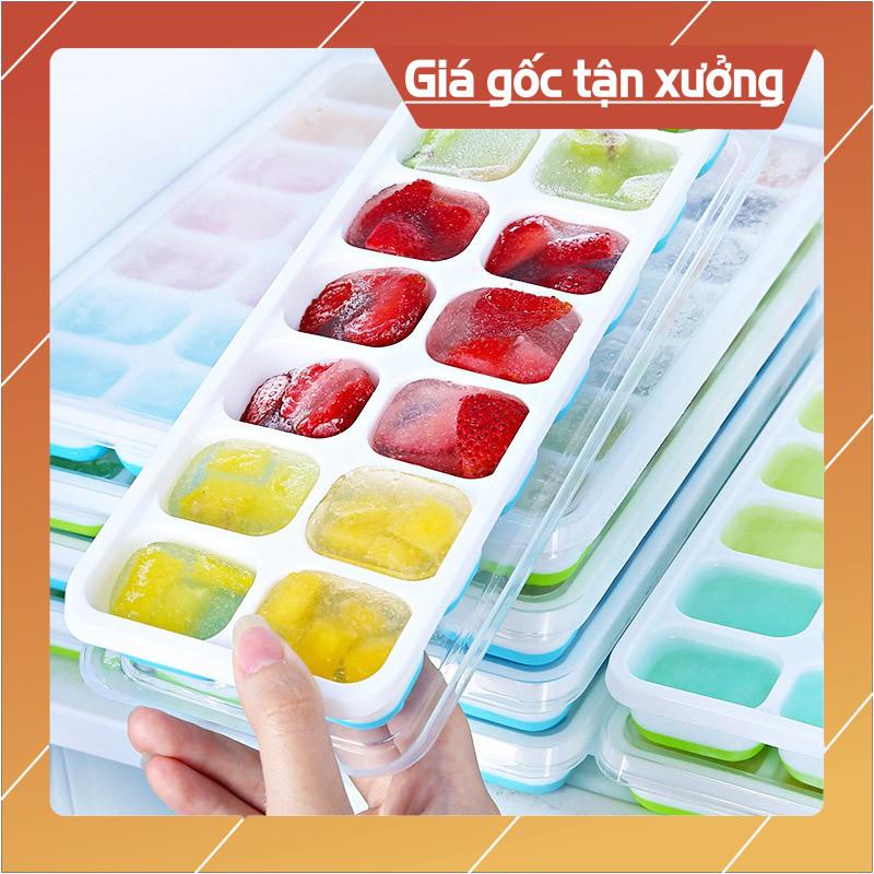 Khay Đá Silicon Có Nắp Đậy 14 Viên, Khay Đựng Đá Tủ Lạnh, Làm Đá Thạch Kem Bảo Quản Chống Mùi Tuyệt Đối - Shop Lemarsx