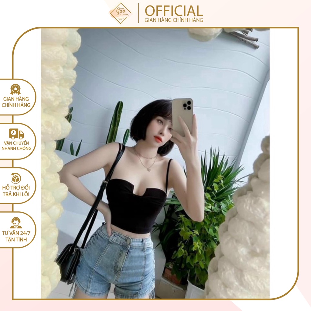 Áo 2 dây gân khoét ngực sexy quyến rũ