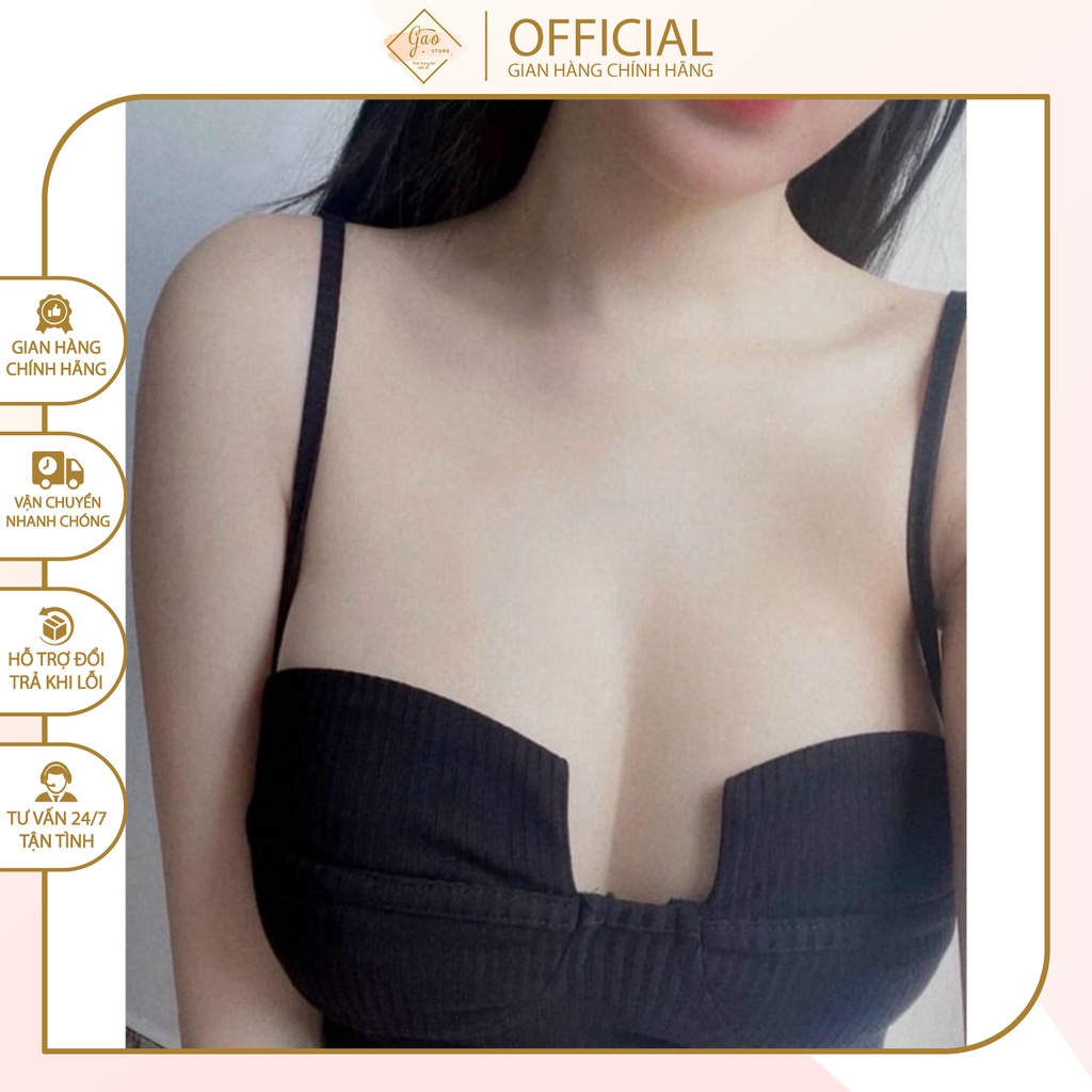 Áo 2 dây gân khoét ngực sexy quyến rũ