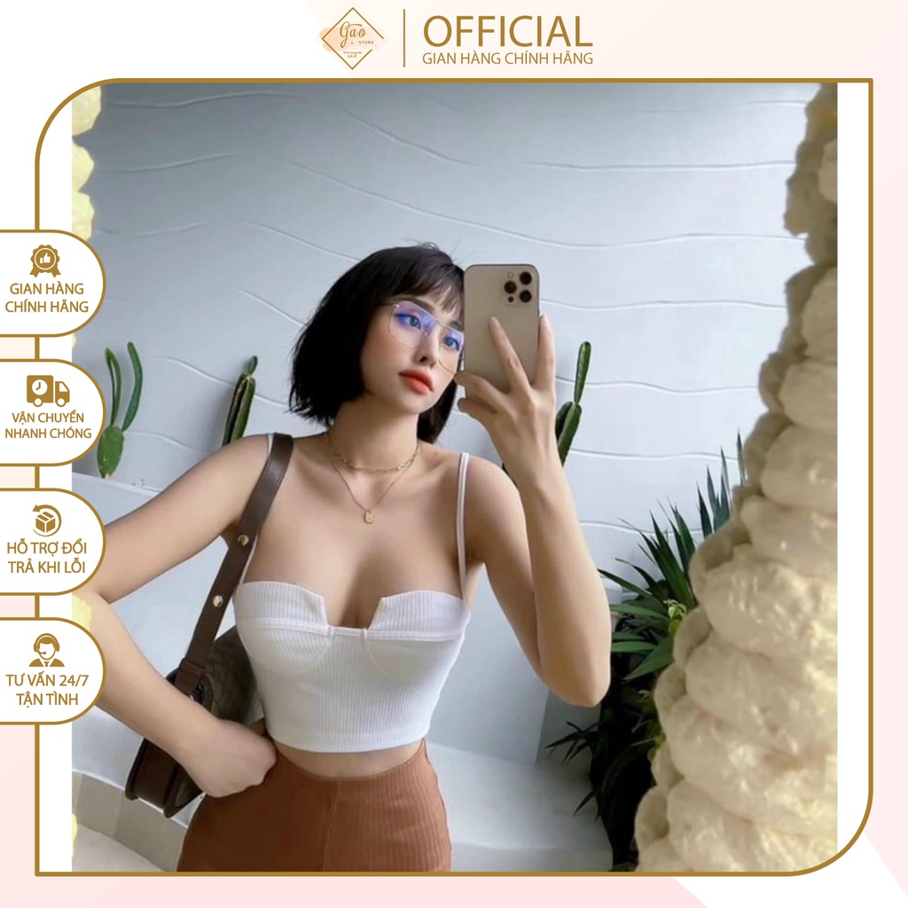 Áo 2 dây gân khoét ngực sexy quyến rũ