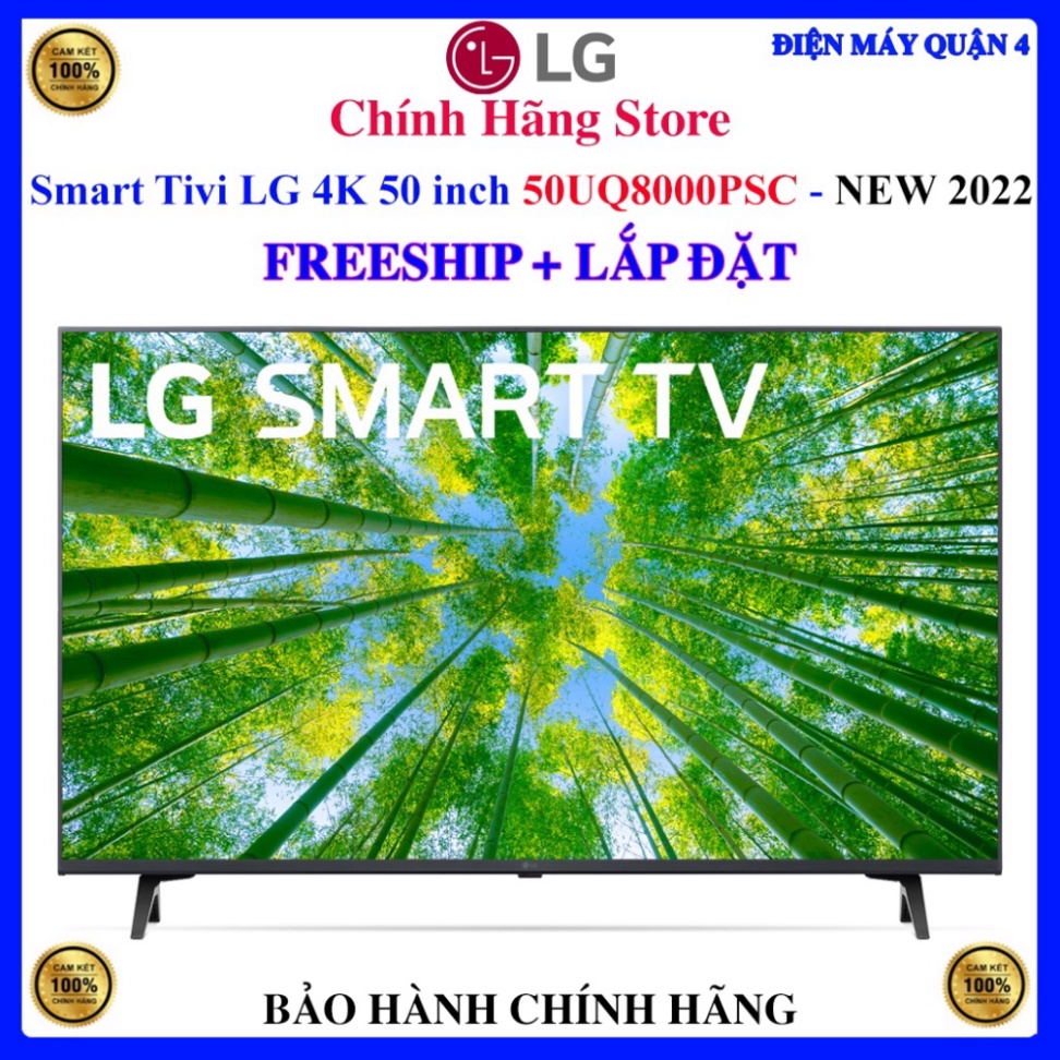 Miễn phí ship và lắp đặt Miễn phí ship và lắp đặt Smart Tivi LG 4K 50 inch 50UQ8000PSC, LG 50UQ8000 - Hành chính hãng -