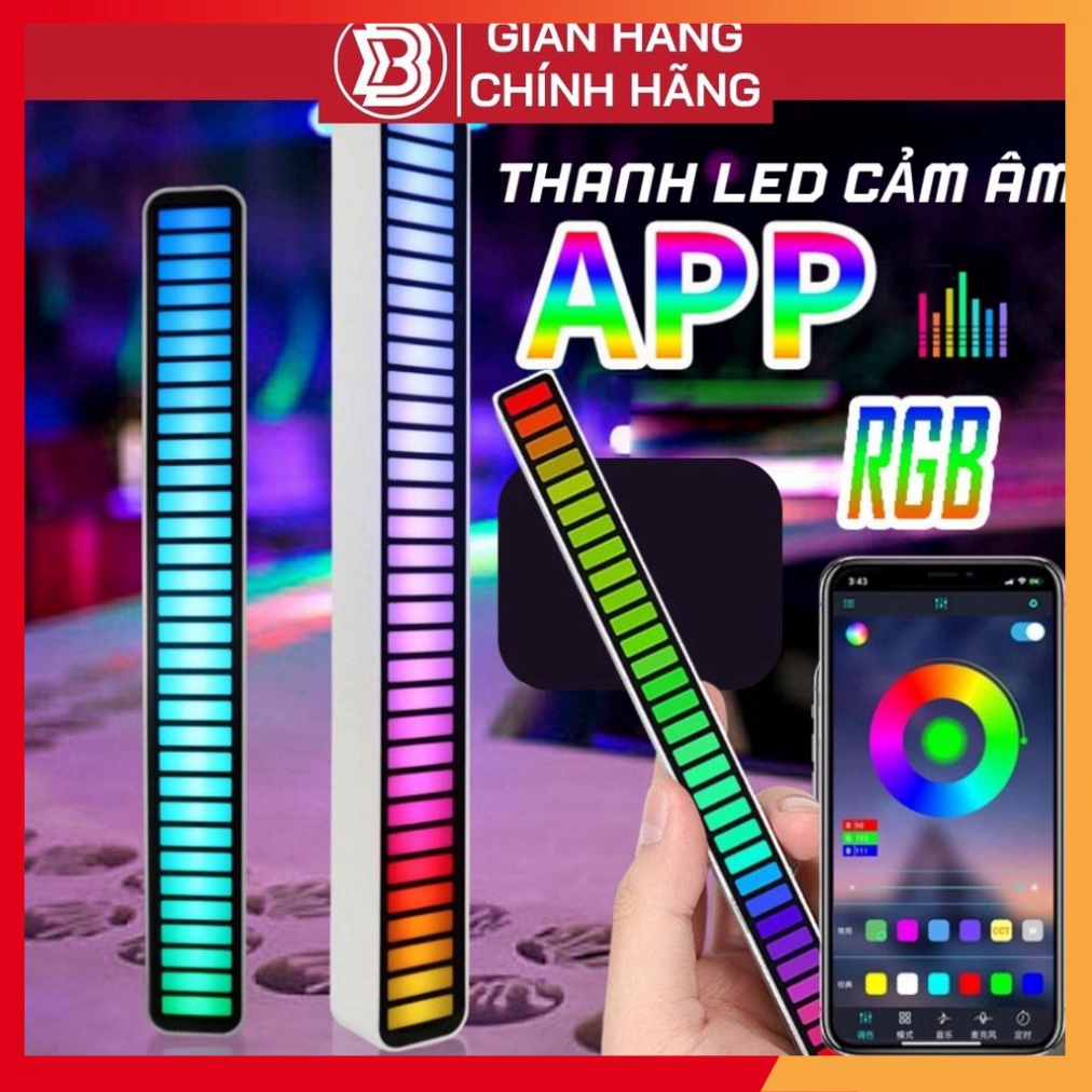 Thanh Đèn LED RGB Nháy Theo Nhạc, Cảm Ứng Âm Thanh Thông Minh Tích Hợp Micro Thu Âm Trang Trí Bàn Làm Việc Chất