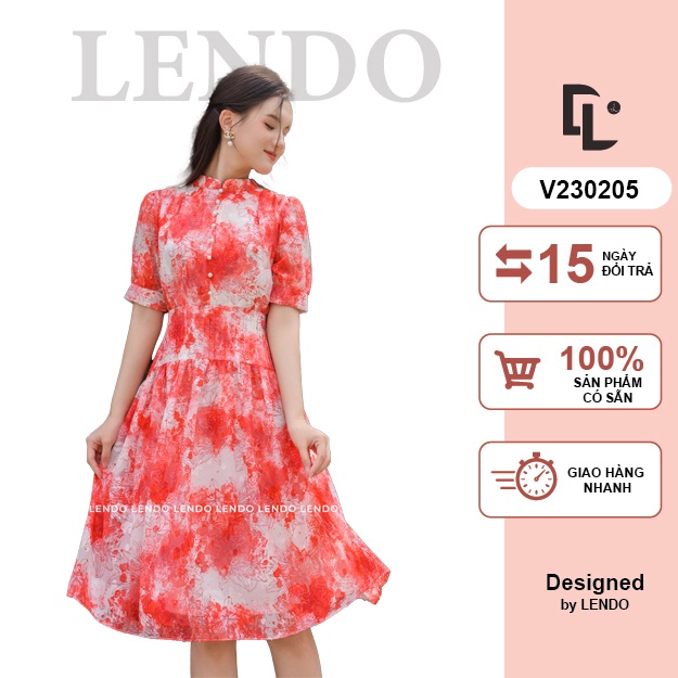 Đầm hoa loang đỏ LENDO V230205