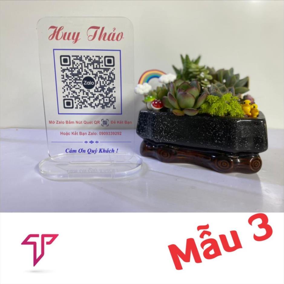 TẤM MICA MÃ QR CODE ĐỂ BÀN, DÁN, BẢNG QUÉT MÃ VẠCH NGÂN HÀNG, WIFI, MOMO