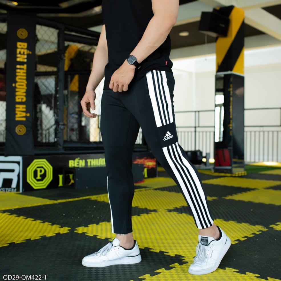 QUẦN DÀI THỂ THAO NAM CHẤT THUN POLY 2 DA PHỐI SỌC VIỀN HÃNG ADIDAS QD29 - HÀNG VNXK CHAUSPORT