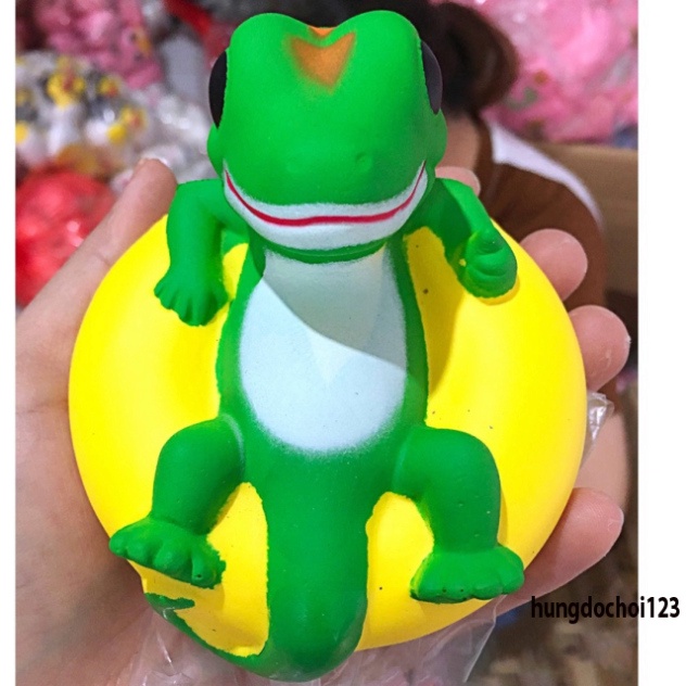 Squishy Lớn JUMBO Hình con ếch thạch sùng nằm bể phao dễ thương đồ giải trí Xốp Giảm Stress Hình mượt mà xinh tươi co dã