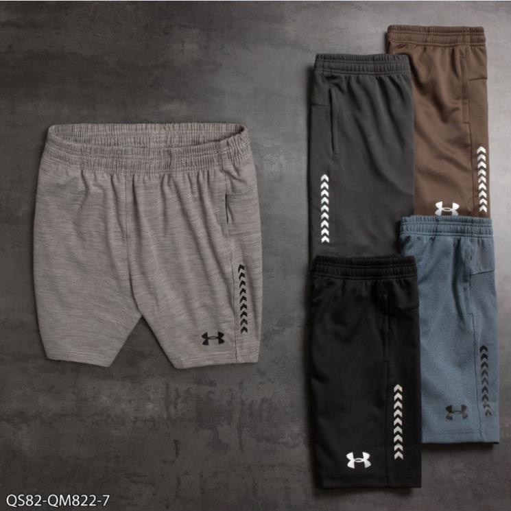 QUẦN SHORT THỂ THAO NAM CHẤT THUN POLY 2 DA HÃNG UNDER QS82 PHỐI TÚI CÓ KHÓA KÉO XỊN CHAUSPORT