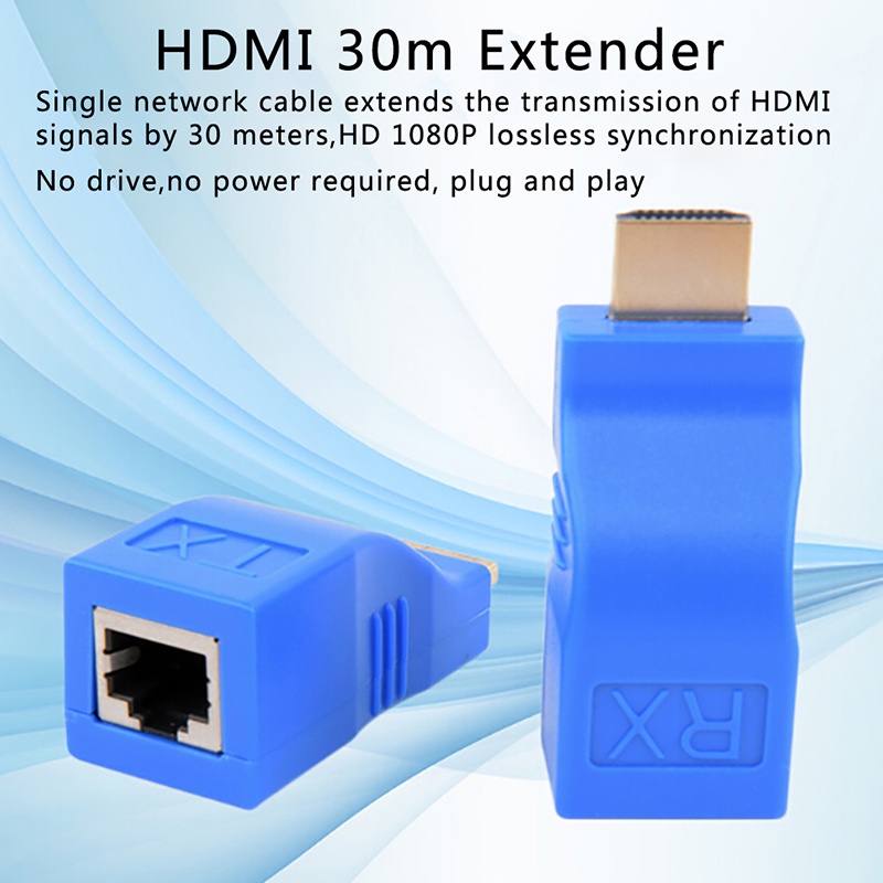 Bộ 2 Đầu Nối Dài Hdmi 1080P Sang Rj45 Cat 6 Mạng Lan Màu Xanh Dương