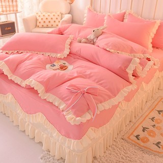 Bộ chăn ga và vỏ gối phong cách công chúa hàn quốc xinh xắn
