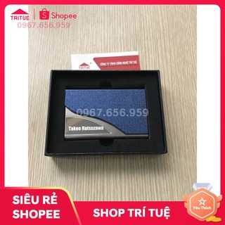 Hộp đựng name card bằng thép không rỉ bọc da pu HC01 Xanh
