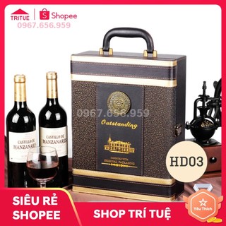 Hộp da đựng rượu vang sang trọng HD03