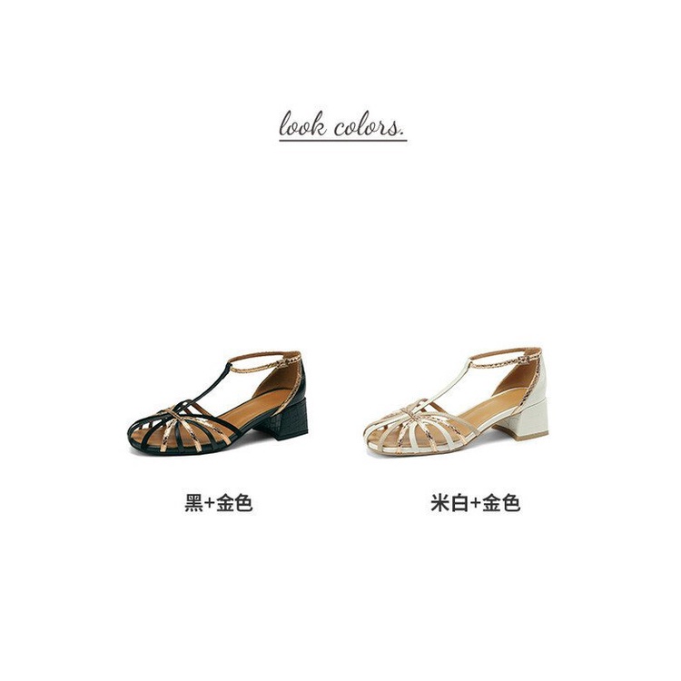 Giày Sandal Cao Gót Hở Ngón Bằng Da Thuộc Thời Trang Mùa Hè 2023 Phong Cách Pháp Dành Cho Nữ