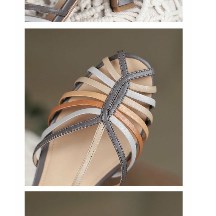 Giày Sandal Cao Gót Đế Chữ T Bằng Da Thời Trang Dành Cho Nữ