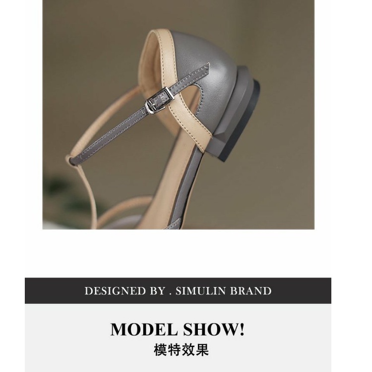 Giày Sandal Cao Gót Đế Chữ T Bằng Da Thời Trang Dành Cho Nữ