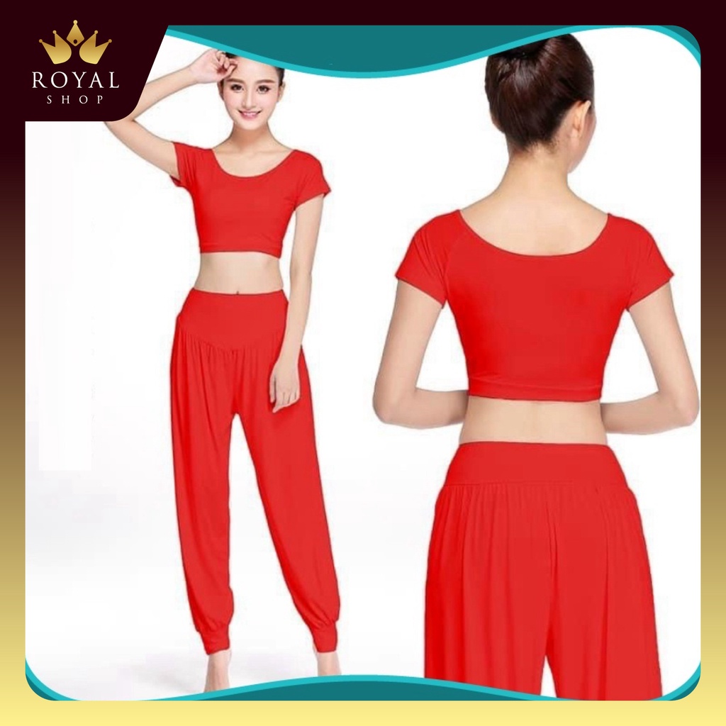 Set Bộ Đồ Tập Alibaba Hỗ Trợ Tập Yoga, Gym Thun Mềm Mịn Co Giãn 4 Chiều