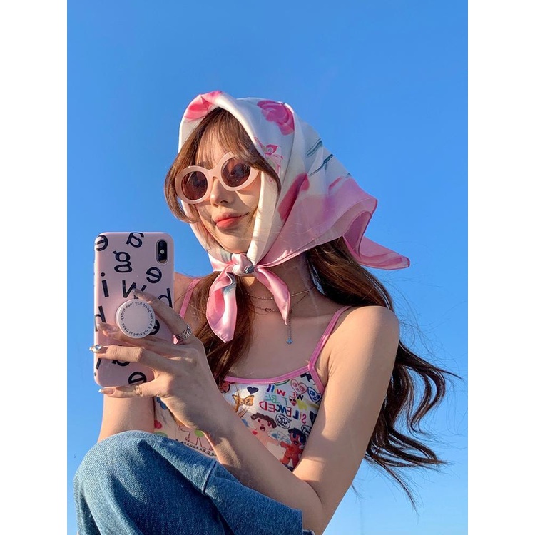 Khăn Quàng Cổ Chống Nắng In Họa Tiết Phong Cách Pháp Cổ Điển Dễ Phối Đồ Thời Trang Mùa Hè Cho Nữ
