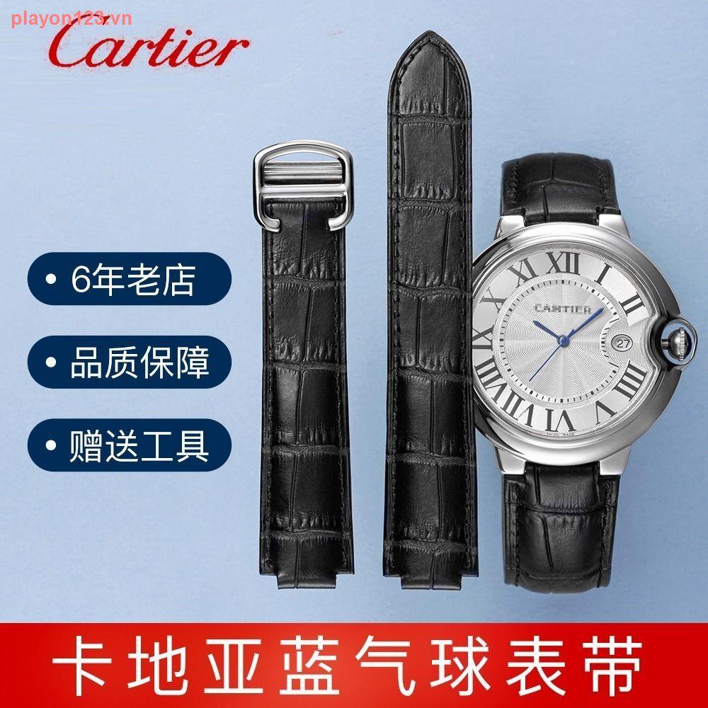 Dây Đồng Hồ Bằng Da Bóng Cartier Màu Xanh Dương Cho Nam Và Nữ 0406
