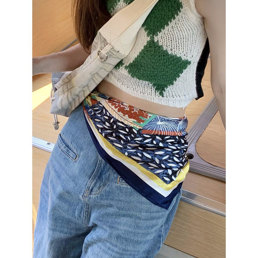 Khăn Quàng Cổ Hình Vuông Cỡ Lớn Bằng Lụa Phong Cách retro Dành Cho Nữ