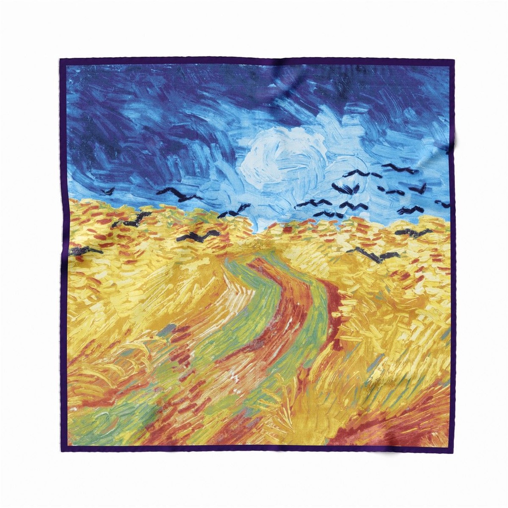 Khăn Choàng Lụa In Tranh Sơn Dầu Mới Lạ Cho Nữ Mặc Ngoài Trời Mùa Hè